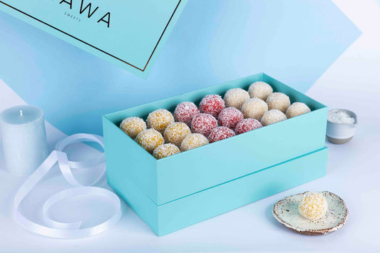 BOX OF 18 - Assorted Coconut Ladoo